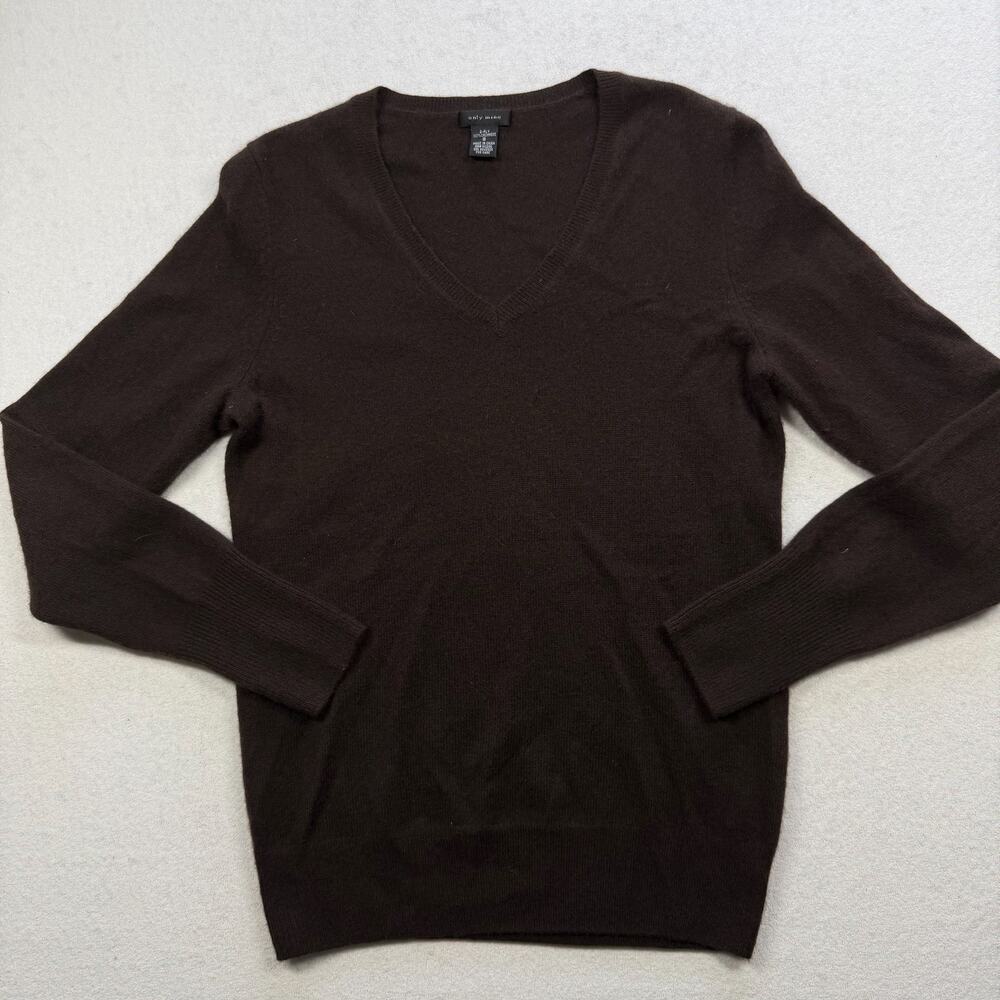 Only Mine 100% Cashmere Sweater Women’s Small Brown 2-Ply V-Neck Pullover